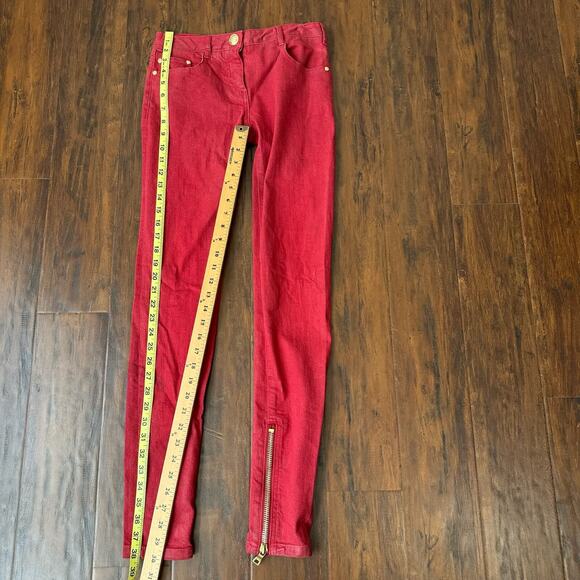 BALMAIN Skinny Jeans Red Low Rise Ankle Zip Stretch Hipster - Picture 15 of 16